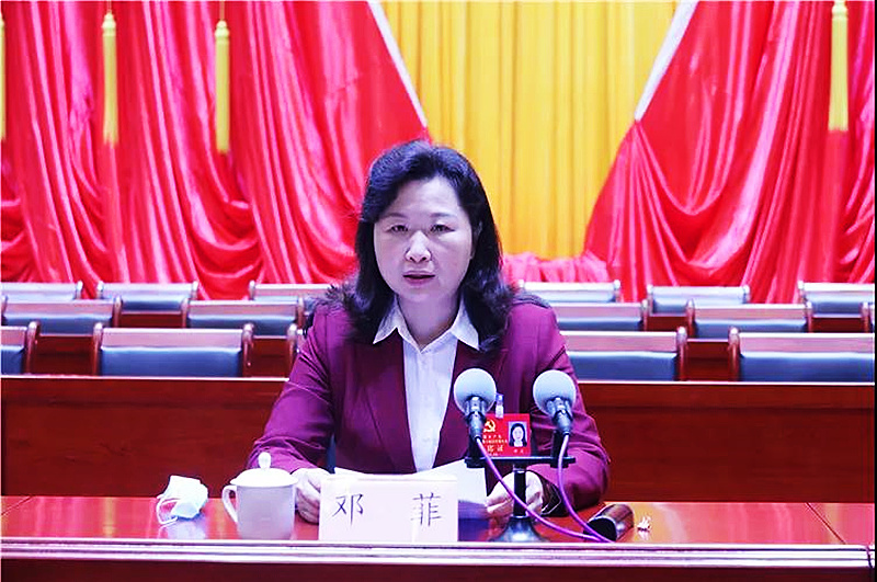阳山县委书记邓菲主持会议.