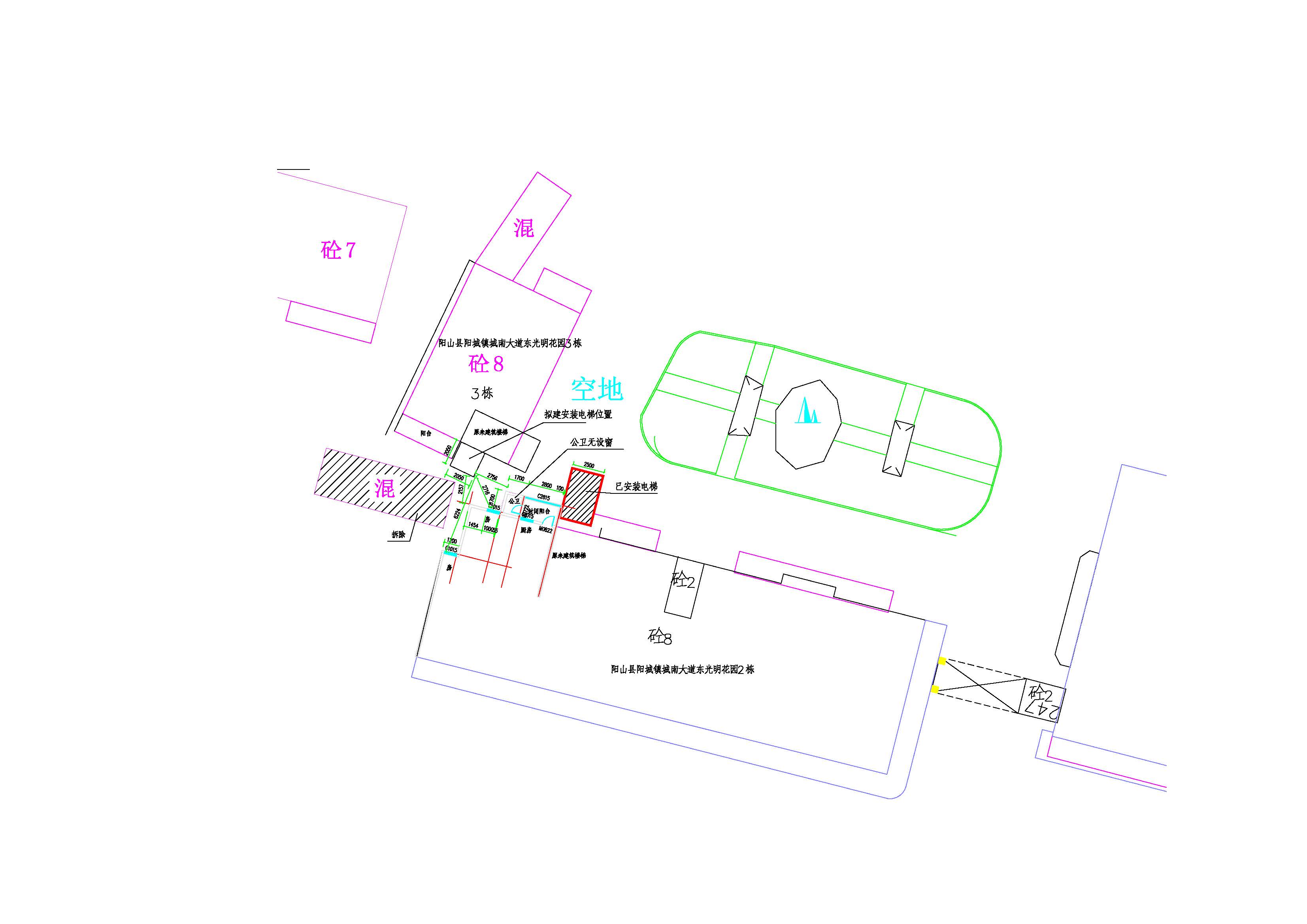 2号 3号楼关系图 三至八平面图 梁国嫦等业主加装电梯-模型.jpg